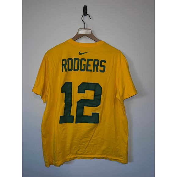 Nike Aaron Rodgers Shirt Green Bay Packers Yellow Tee XL X-Large NFL - Picture 5 of 8